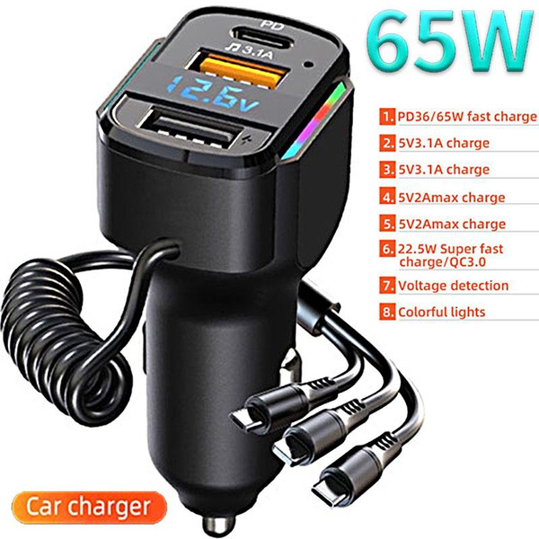 1PC PD 35/65W Typec Fast Charging Adapter with 1.2m Cable,USB Car