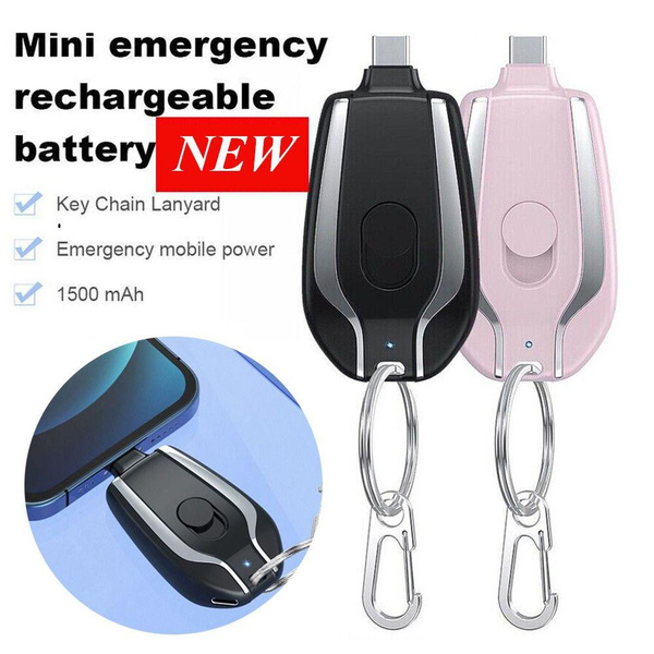 Mini power bank emergenza 1500 mah portachiavi caricabatterie portatile usb-c-Nero - Doctor Quality