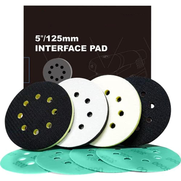 5 inch Orbital Sander Foam Pad 4 pcs Interface Pad with 8 Holes, Foam