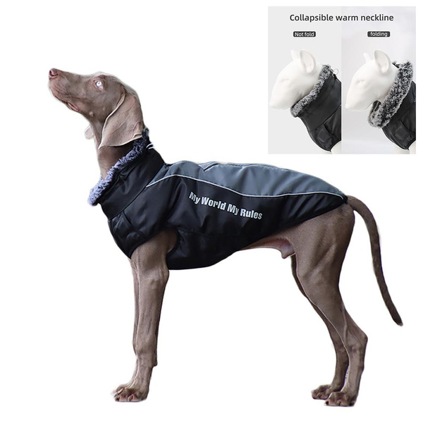 Waterproof Large Dog Clothes Winter Dog Coat With Harness Furry Collar