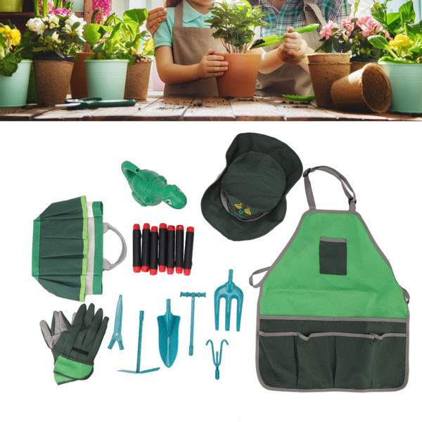 Kids Gardening Tool Set Garden Toy Storage Bag Watering Can Hand Rake