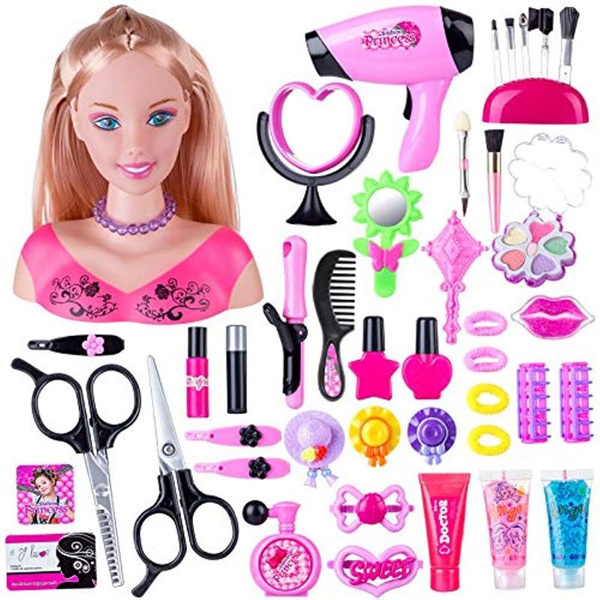 Kids Fashion Toy Children Makeup Pretend Playset Styling Head Doll Hairstyle  Beauty Game Hair Dryer Fun Dress Up Gift For Girls - Beauty & Fashion Toys  - AliExpress