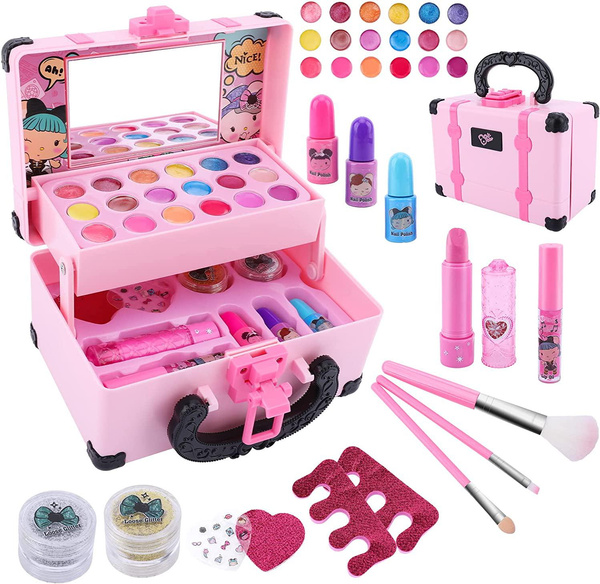 Kids Makeup Kit for Girl, 34 Pcs Washable Makeup Kit Real Cosmetic 