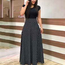 Fashion, long dress, Dress, short sleeves