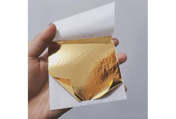 Healifty 300 Pcs Imitation Foil Paper Foil Paper for Decor Gold Foil Paper  for Printing Gold Leaf Paper Imitation Gold Foil Paper Gold Foil Paper for