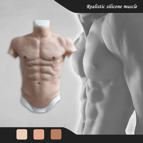 Silicone Muscle Suit Fake Muscle Chest Realistic Male Chest Vest ...