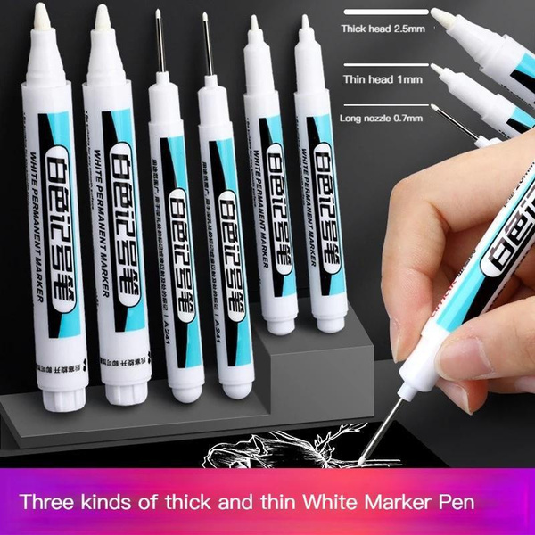 2 Pcs Acrylic White Permanent Paint Pen For Wood Rock Plastic