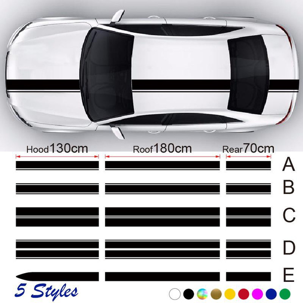 5 Styles Body Decals Hood Roof Rear Universal Racing Stripe Car Body ...