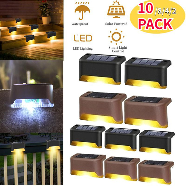 2/4/8/10 Pcs LED Solar Lamp Path Stair Outdoor Waterproof Wall Light ...