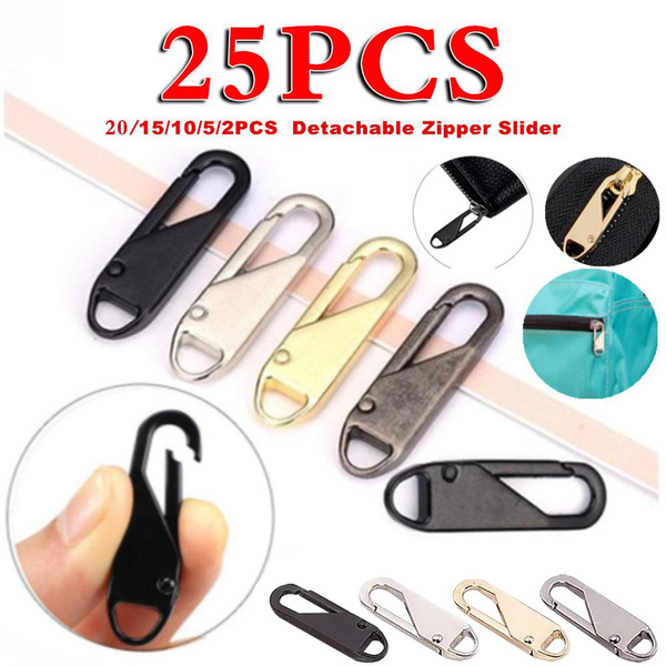 25/20/15/10/5/2pcs New Alloy Universal Zipper Puller for Clothing Zip Fixer  Removable Zipper Slider DIY Sewing Instant Repair Zipper for Bags Clothes  Travel Bag Suitcase Zipper Head