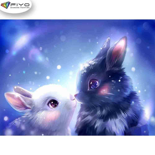 FIYO Cute Rabbit Diamond Painting Kits For Adults DIY 5D Diamond Mosaic ...