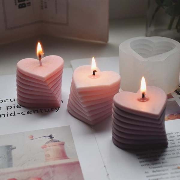 3D Heart-shaped Love Candle Silicone Mold DIY Handmade Soap Candle Gypsum  Decora