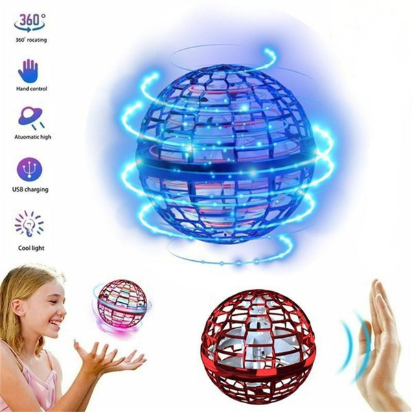 【Christmas gifts 】2023 New Flying Ball Toys Globe Shape Magic Controller  Mini Drone Flying Toy, Built-in RGB Lights Spinner 360° Rotating Spinning  UFO