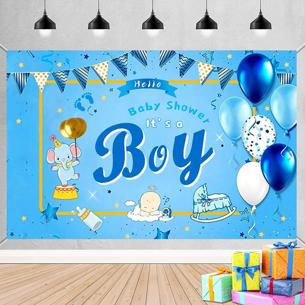 Blue Boy Baby Shower Background It's A Boy Banner Backdrop It's A Boy ...
