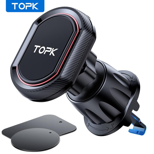 TOPK D37 Magnetic Car Phone Holder Dashboard & Windscreen with Hook Clip  Air Vent Car Mount 360° Rotation Universal Mobile Phone Mount for Cellphones