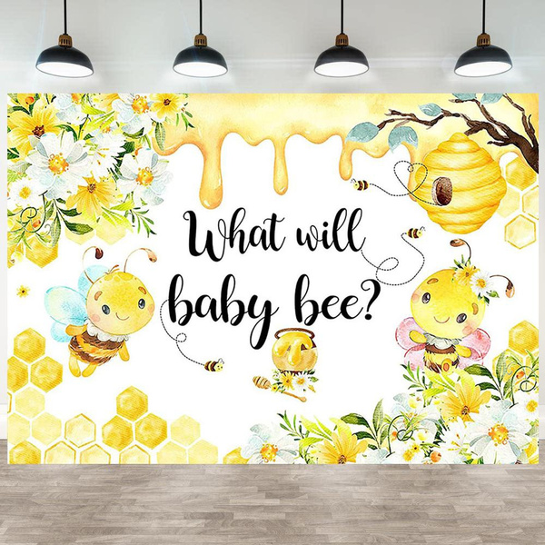 Boy or Girl What Will Baby Bee Gender Reveal Party Backdrop Honeycomb ...