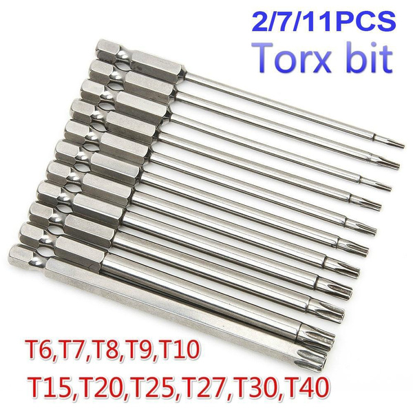 2/7/11PCS 75mm S2 Alloy Steel Torx Screwdriver Bits Tool Set 1/4 Hex ...