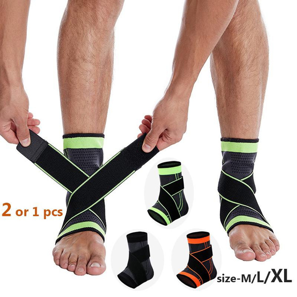 2 or 1 Pcs Elastic Men's Ankle Brace with Strap Adjustable Ankle
