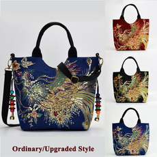 women bags, peacock, embroiderybag, Canvas