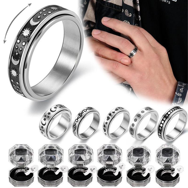 Slouchy Comfortable Fashion Decompression Rotatable Inspirational Rings