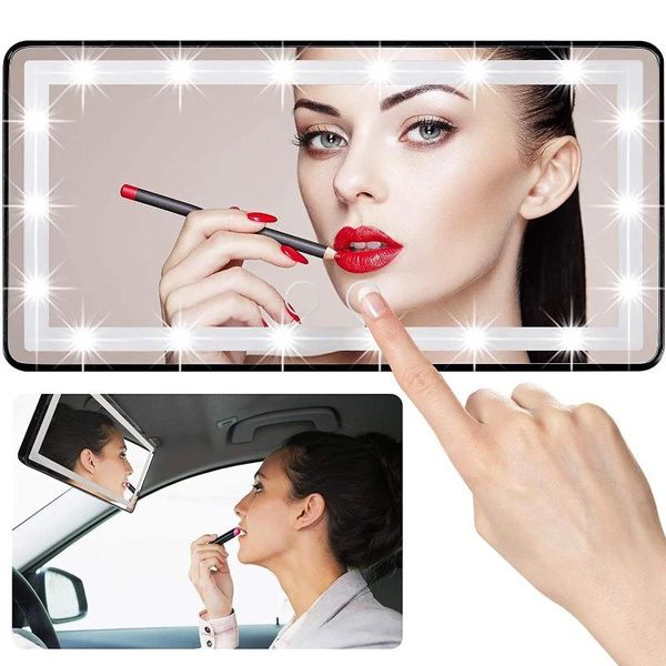 60 LEDs Car Sun Visor Vanity Mirror Rechargeable Makeup Mirror with 3 Light  Modes