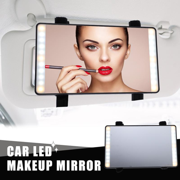 2 In 1 Car Visor Vanity Rear View Makeup Desk Mirror 3 Modes 2 Sides 22 Led Lights Built In 