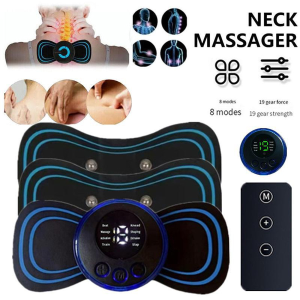 Portable EMS Mini Electric Neck & Back Massager – USB Cervical Massage Patch With Percussion