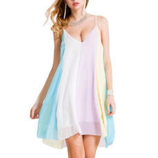 Colorful, contrastcolordre, beachdresse, Spaghetti Strap