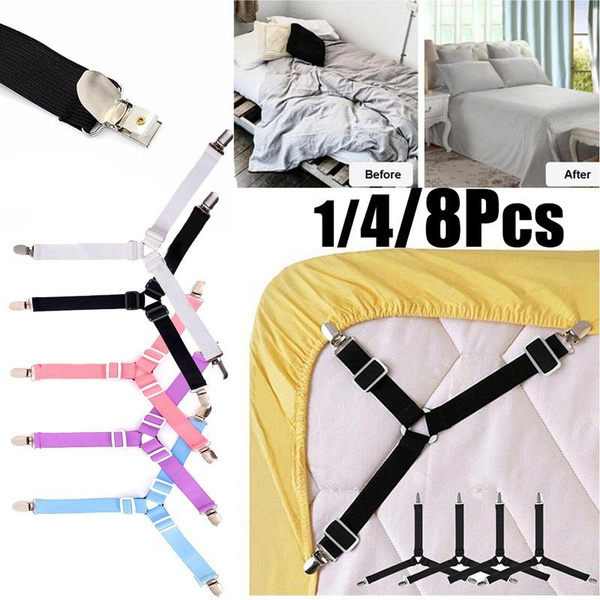 1/4/8Pcs)Sheet Suspenders Clips, Bed Sheet Straps Mattress Sheet Holders  for Twin, Full, Queen, King - Keep Sheets In Place Corner Sheet Grippers  Fasteners Sheet Stays