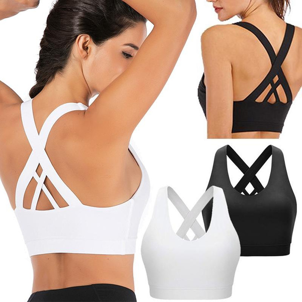 CUPSHE Women's Sports Bra Strappy Criss Cross Tank Medium Support Padded Yoga Top With Fixed Strap.. Up To 40.0% Off
