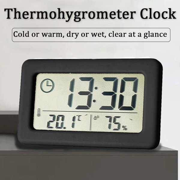 Digital Clock Thermometer Hygrometer Gauge Indicator Alarm Clock Indoor