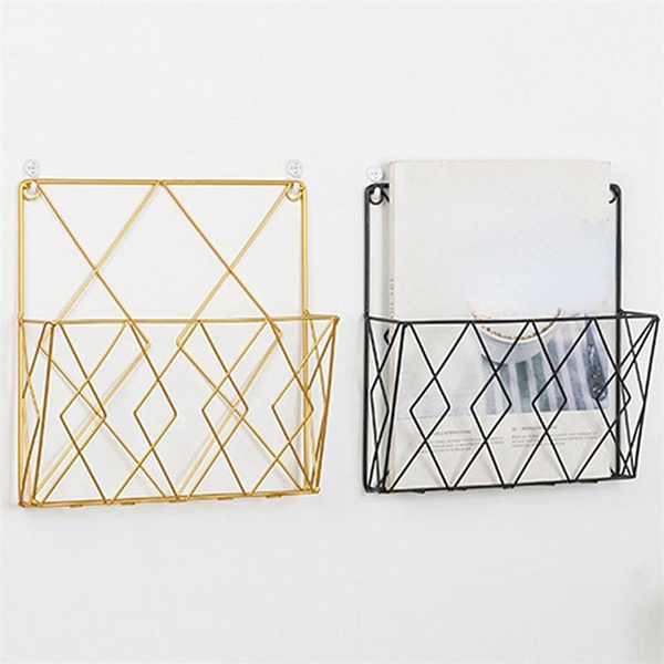 Metal Wire Hanging Magazine File Holder Slot Desktop Storage Organiser