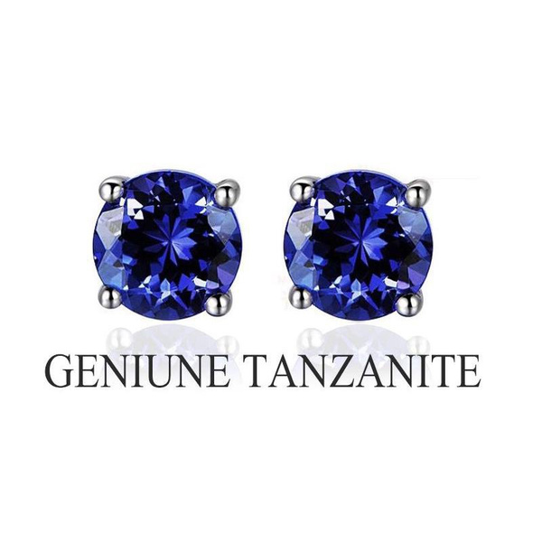 Beautiful Jewelry .925 Silver Tanzanite Stud Earings Classic Steel Stud