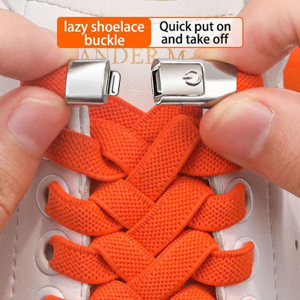 Press Lock Shoelaces without ties Elastic Laces Sneaker Widened Flat No