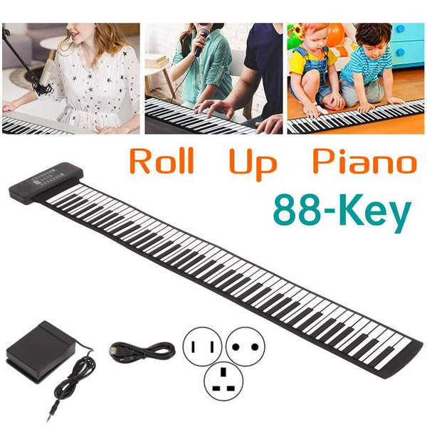 Roll Up Piano, 88 Keys Foldable Portable Plug And Play Rechargeable Soft Keyboard Piano For