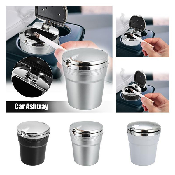 Universal Auto Car Ashtray Trash Can Cigarette Cylinder with Lid LED