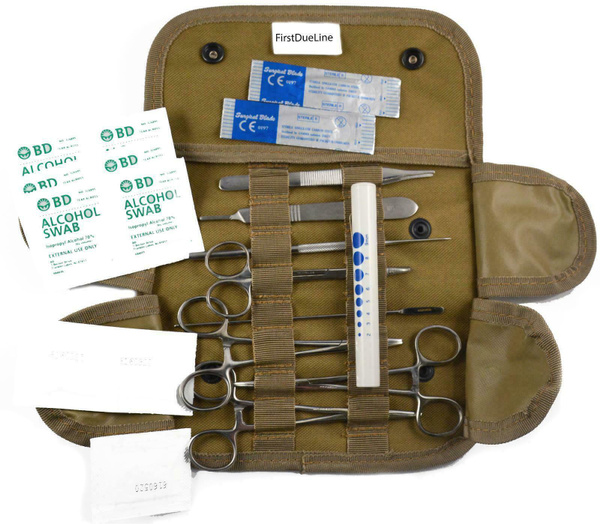 Army Surgical Kit Sutures, Scalpel, Hemostats Black Military
