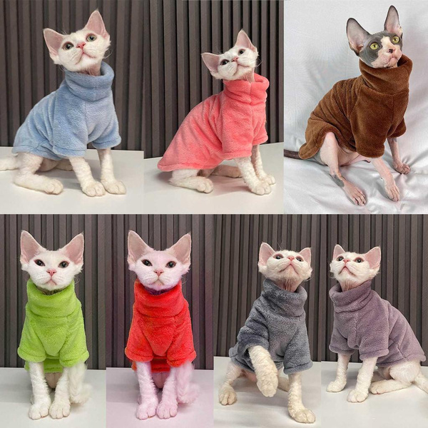 Sphinx haarloze kattenkleding winter warm enkele fleece jas met capuchon bruin, bruin, M (4 tot 6 katten of 5 tot 6 maanden