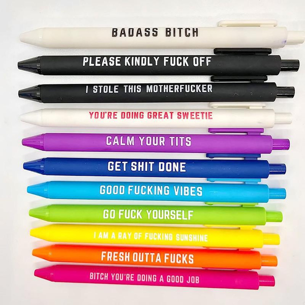 Swear Word Daily Pens Set 11pcs Weekday Vibes Glitter Novelty Pen