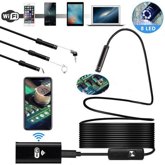 8mm 8led Wifi Waterproof Borescope Endoscope Snake Inspection Camera 