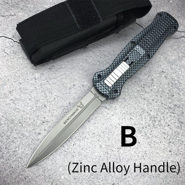 2023 New Benchmade Carbon Fiber Handles Fast Open Switchblade Knife Out