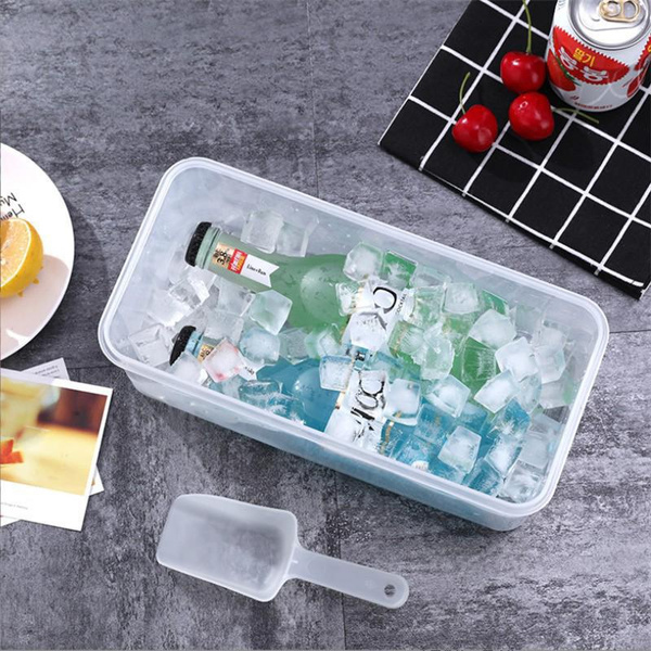 Foodgrade Silicone Ice Cube Tray with Lid and Storage Bin for Freezer