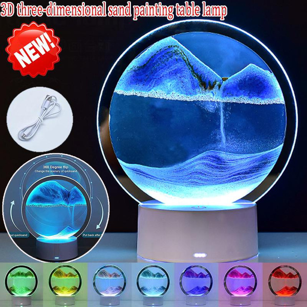 New Creative 3D Stereo Sand Painting Table Lamp Color Nightlight LED3D
