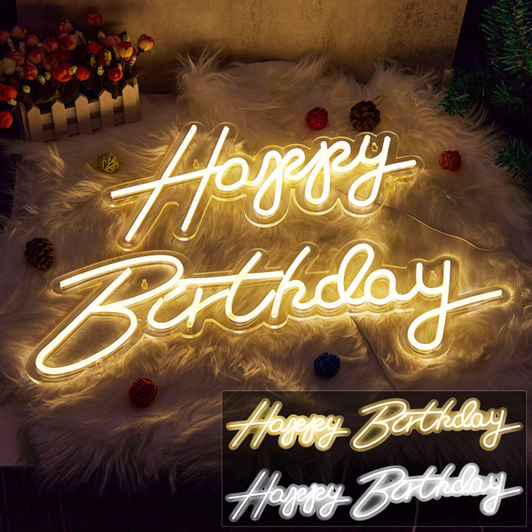 Happy Birthday LED Neon Sign Lights Wall Light Photography Prop for ...