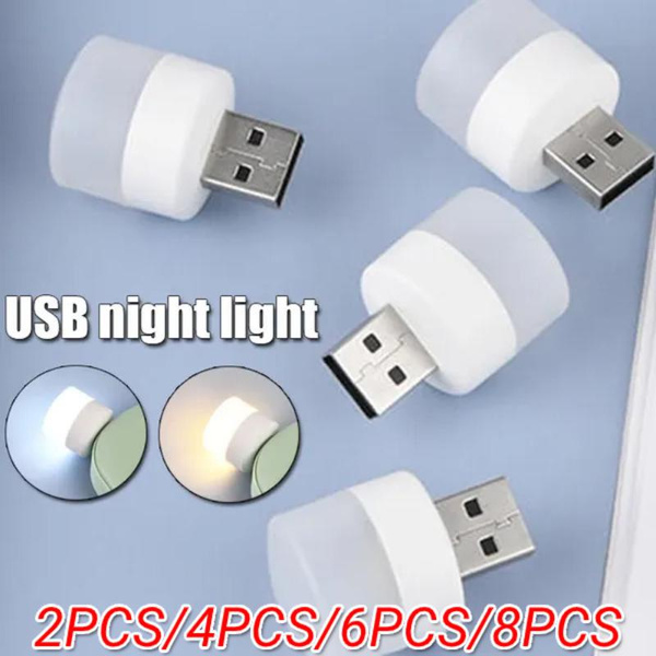 2pcs/4pcs/6pcs/8pcs USB Night Light Mini LED Night Light USB Plug Lamp  Power Bank Charging USB Book Lights Small Round/Square Reading Eye  Protection Lamps