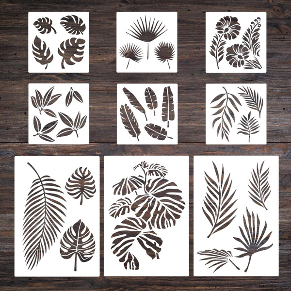 Reusable Plant Painting Stencils Vintage Floral Leaves DIY Art Craft