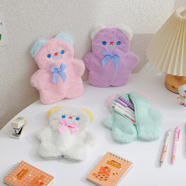 Cartoon Cute Pencil Cases Plush Kawaii Bear Korean Stationery Cute Storage School Supplies Big Cartoon Cute Pencil Cases Plush Kawaii Bear Korean Stationery Cute Storage School Supplies Big