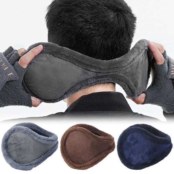 Mens Winter Ear Muffs Fleece Plush Earmuffs Behind Band Head Ear