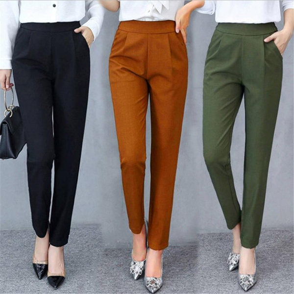 Women's High Waist Harem Pants Slim Stretch Pants Plus Size Pants Thin  Casual Trousers with Pockets Skinny Work Trousers HAI