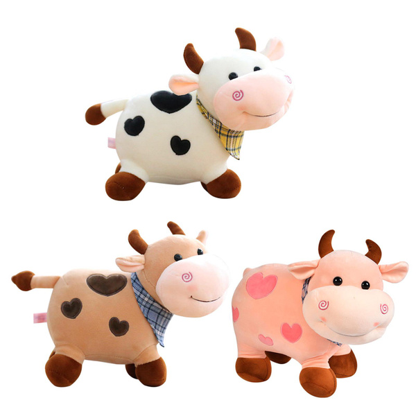 Fluffy Cow Plush Stuffed Mascot Toy Cuddle Pillow Plush for Doll Baby ...